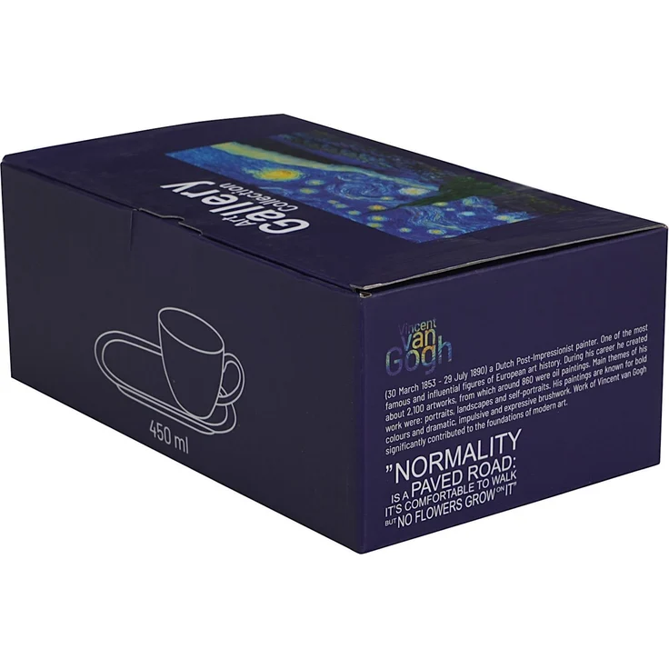 DUO ART GALLERY Frühstücks-Set mit Tasse 450 ml STARRY NIGHT inspired by Van Gogh, New Bone China Porzellan – Bild 3
