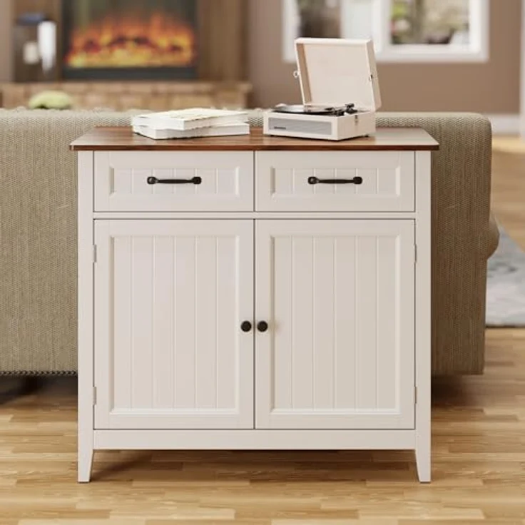 Bealife Küchen-Sideboard, Buffet-Schrank mit 2 Schubladen und 2 Türen, Küchenschrank mit Arbeitsplatte für Wohnzimmer, Esszimmer und Küche – Bild 5