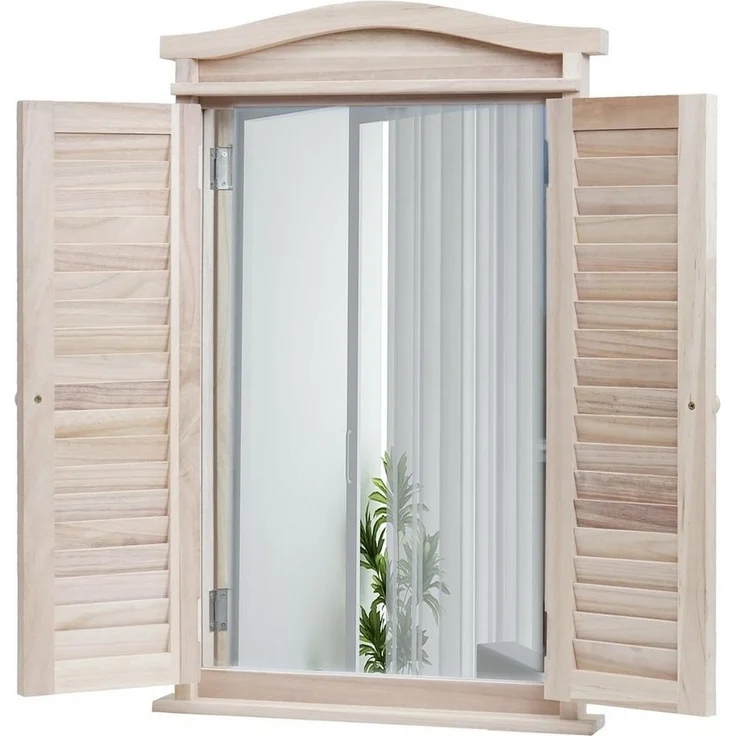 MCW Wandspiegel Spiegel (1-St), Fensterladenoptik, Einfache Wandmontage durch 2 Aufhängeösen – Bild 2