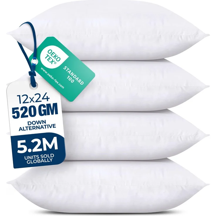 Utopia Bedding Dekokissen (4er-Set, weiß), 30,5x61 cm, Kissen für Sofa, Bett und Couch, dekoratives Füllkissen