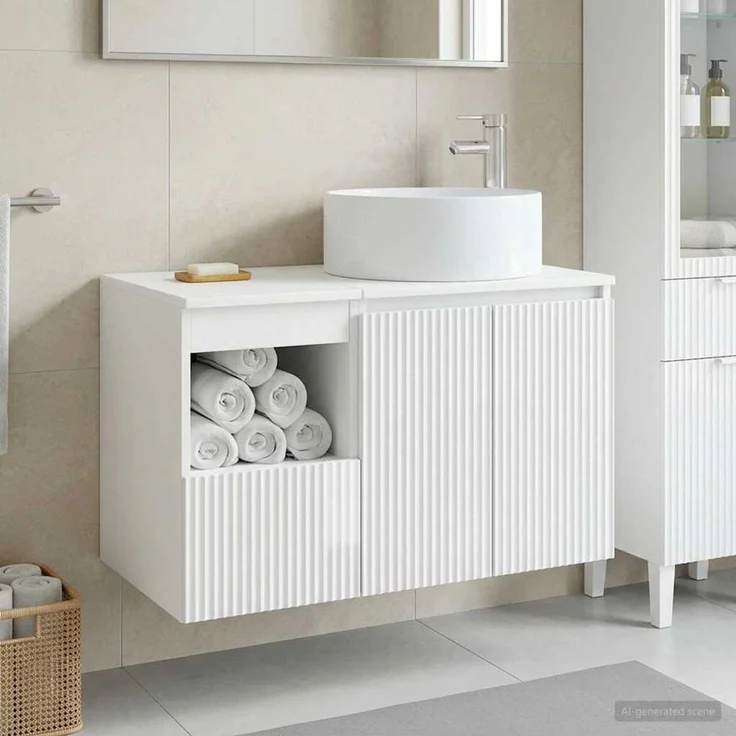 vidaXL Badezimmerschrank-Set 2 stk. Hochglanz Weiß 79,5 x 44,5 x 80 cm 3404108 – Bild 1