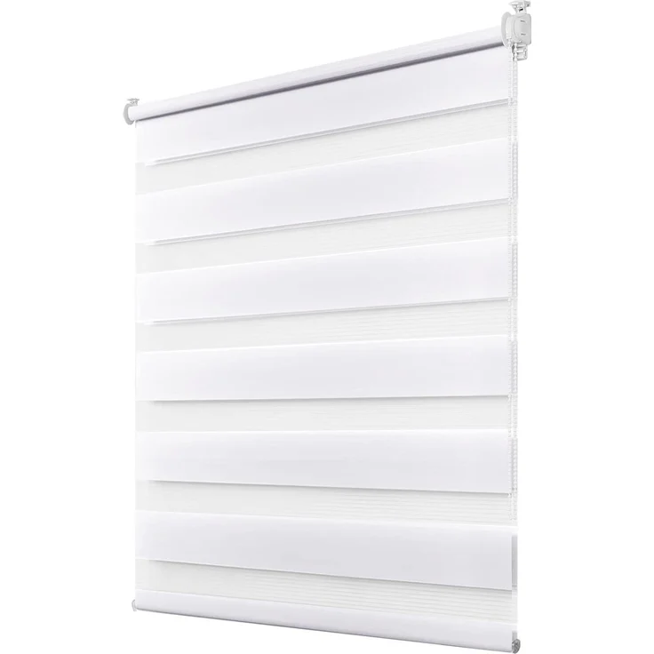Deswell Doppelrollo Klemmfix ohne Bohren Weiß B60 x H100 cm (Stoffbreite 56cm) Rollos für Fenster ohne Bohren für Fenster mit Lichtdurchlässig & Verdunkelnd/Höhe Stufenlos Verstellbar – Bild 1