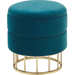 Pouf Samtstoff mit Stauraum blaugrün ⌀ 37 cm ELGIN