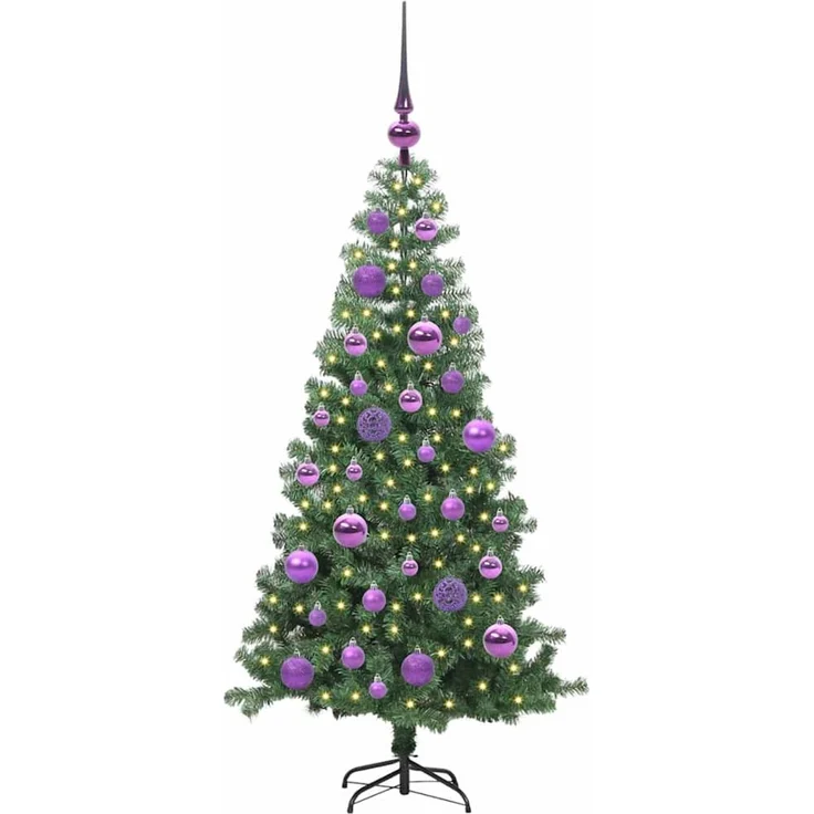 vidaXL Weihnachtsbaum mit LED-Beleuchtung Grün 120 cm PVC und Stahl 3396364 – Bild 3