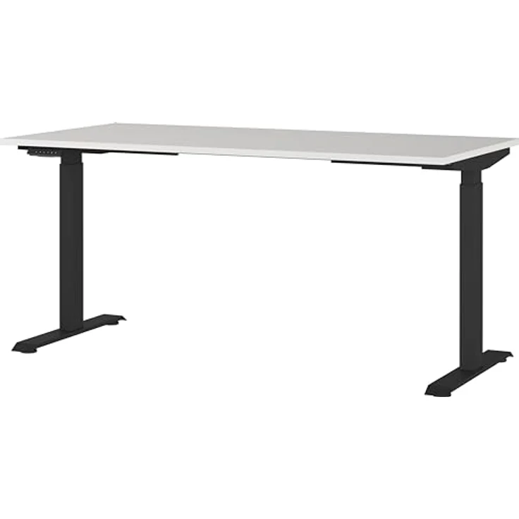 Germania Schreibtisch 7909-581, in Lichtgrau/Schwarz, EL. höhenverstellb, 180 x 120 x 80 cm (BxHxT) – Bild 2