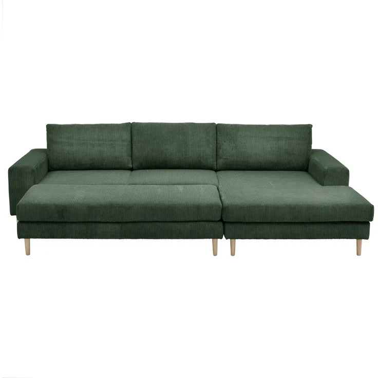 Sofa mit Longchair rechts Kaylynn Cordstoff dunkelgrün – Bild 7