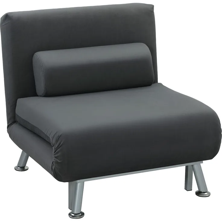 MELAYR, Klappsessel mit Bettfunktion, klappbarer Relaxsessel in Samtoptik, 75 x 70 x 75 cm, Dunkelgrau