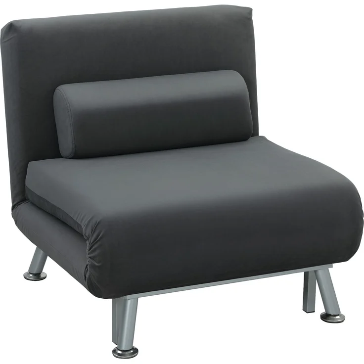 MELAYR, Klappsessel mit Bettfunktion, klappbarer Relaxsessel in Samtoptik, 75 x 70 x 75 cm, Dunkelgrau – Bild 1