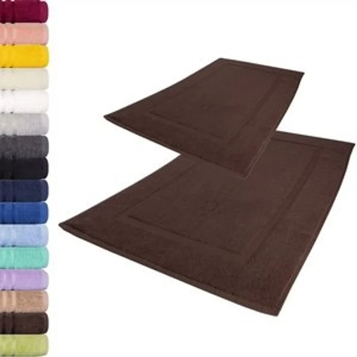 Lavea Badematte Elena, Höhe 3 mm, 2 Stück, Höhe 3 mm, 50x80cm, strapazierfähiger Badvorleger, beidseitig nutzbar, Baumwolle, rechteckig, pflegeleichte & saugstarker Duschvorleger, Fußbodenheizungen geeignet – Bild 6