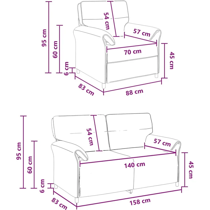 vidaXL Sofa Set 2 stk. Taupe Stoff 3424863 – Bild 9
