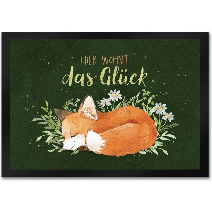 speecheese Fußmatte Hier wohnt das Glück Fußmatte in 35x50 cm mit Fuchs im Aquarell-Stil – Bild 5