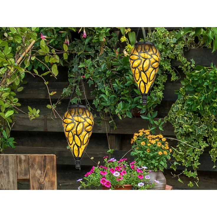 LED Solarleuchte, IP44, Akku, amber, H 50cm – Bild 8