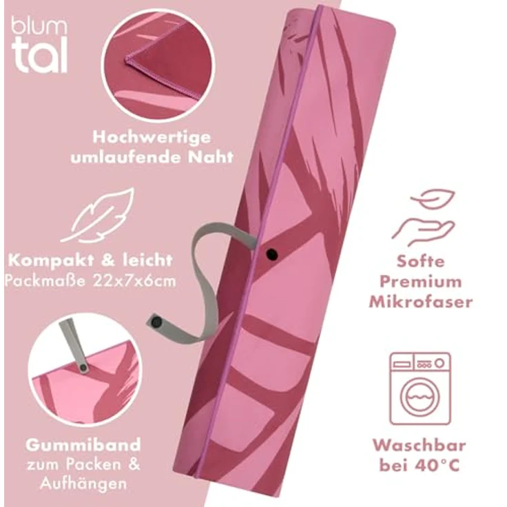 Blumtal Reisehandtuch Strandhandtuch 90x180 cm aus Mikrofaser - kompakt & schnelltrocknend, sandfrei mit Band - Mikrofaser Handtuch groß mit Wellen-Muster – Bild 4