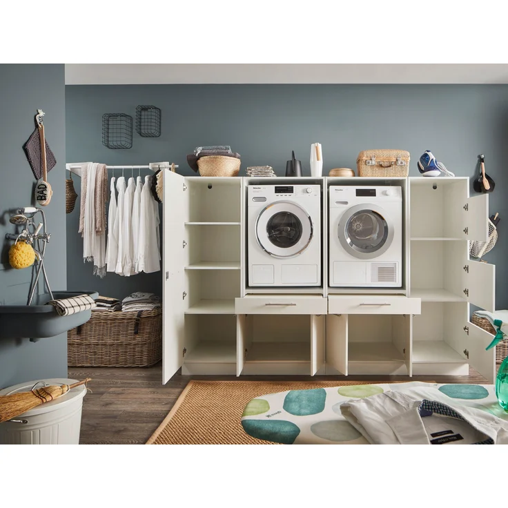 Waschmaschinenumbauschrank >LAUNDREEZY< in weiß - 235x162x67,5 (BxHxT) – Bild 2