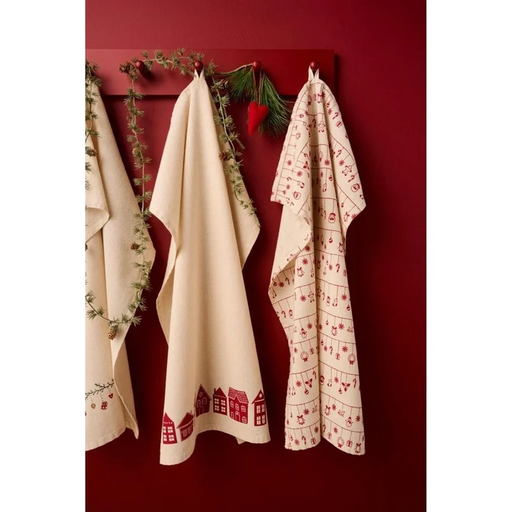 Ib Laursen Geschirrtuch Ib Laursen Geschirrtuch Sally Häuser Rot (50x70cm) – Bild 2