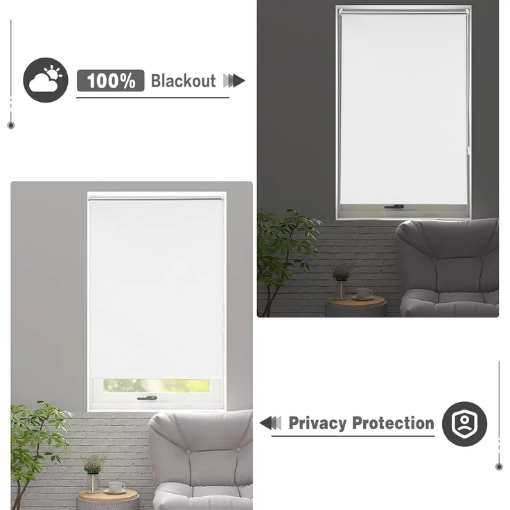 WOLTU Verdunklungsrollo ohne Bohren Weiß 120x160 cm (BxH), Thermorollo Klemmfix Fensterrollo Seitenzugrollo easyfix Verdunkelung Rollos Sichtschutz und Sonnenchutz, Klemmrollo für Fenster & Tür – Bild 3