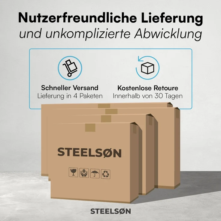 STEELSØN 'Thoria' Mülltonnenbox 4er je 120 Liter, anthrazit, Mülltonnenverkleidung aus Stahl, wetterfest, 111x62x234 cm, Müllbox mit Pflanzendach für 4 Tonnen – Bild 11