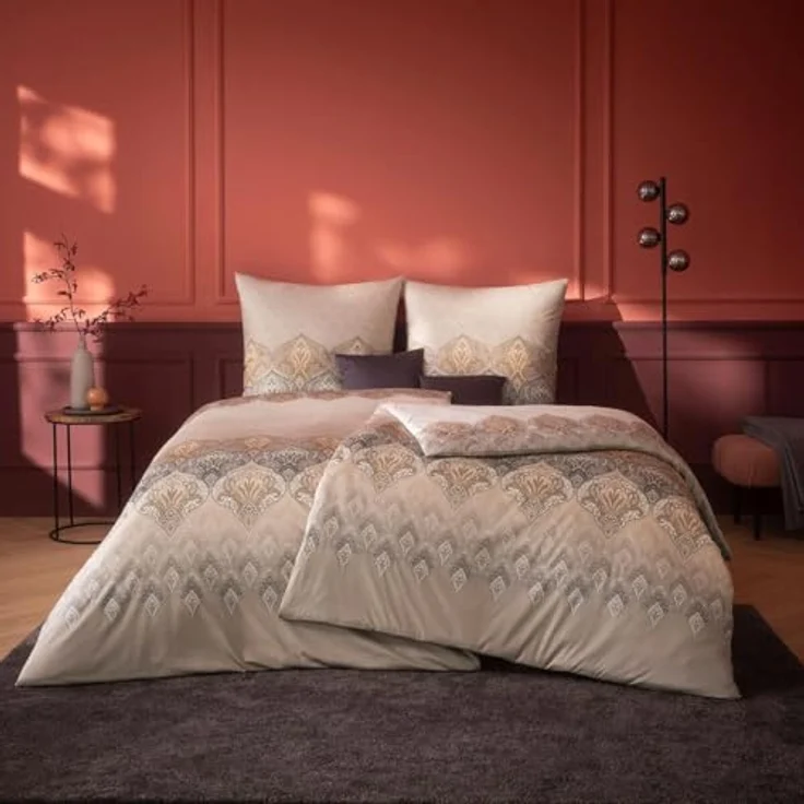 Estella Mako Jersey Bettwäsche 155x220 Sophia kiesel Ornamente beige 6347-800 – Bild 3