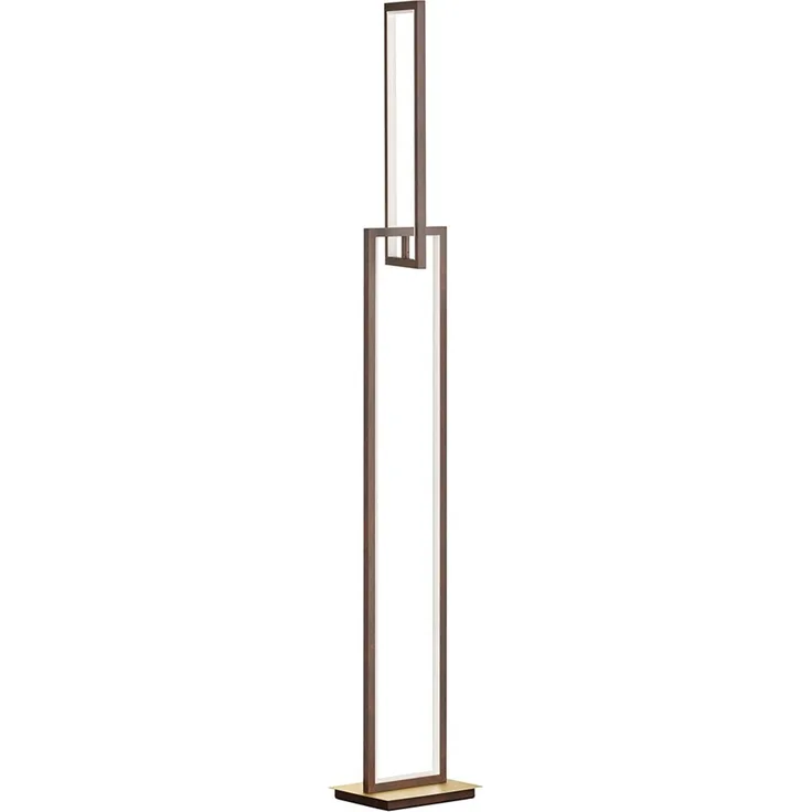 LED Stehleuchte, Metall, rostfarben, eckig, H 146 cm