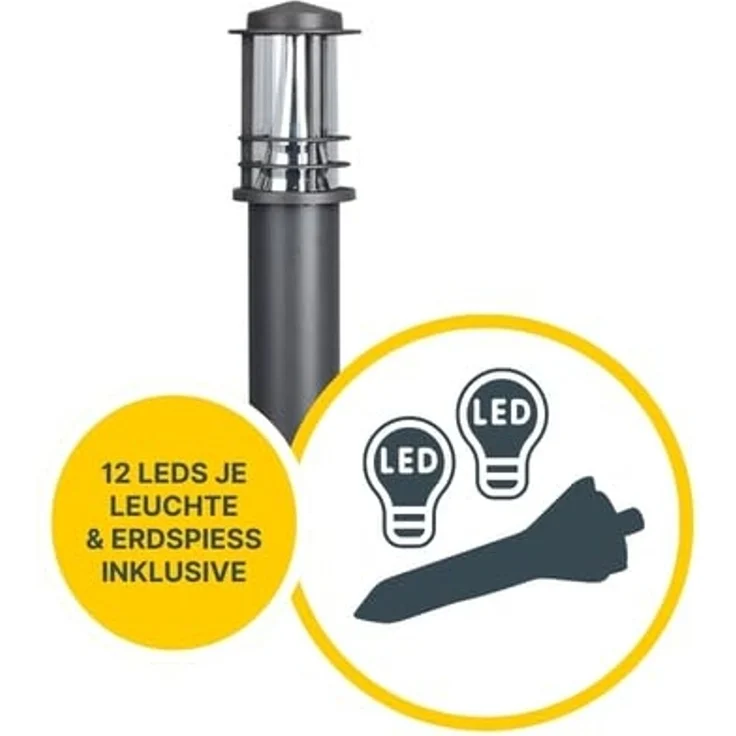MeLiTec 2er Set LED Gartenleuchten GL13 rund, anthrazit – Bild 5