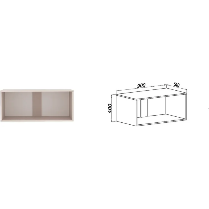 Marmex Möbel Tres Set-P/N Großer, hoher, offener Kleiderschrank mit Aufsatz, Einbauschrank über Eck mit Regalen und Kleiderstangen, laminierte Spanplatte, graubeige cashmere 190/111x246x51 cm – Bild 2