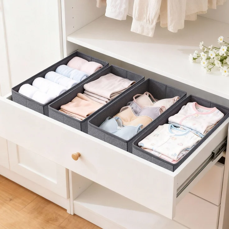 Sekey Schubladen Organizer aus Vliesstoff Faltbare Aufbewahrungsbox für Schrank und Kleiderschrank 22 x 51 x 11 cm 6 Stück – Bild 2