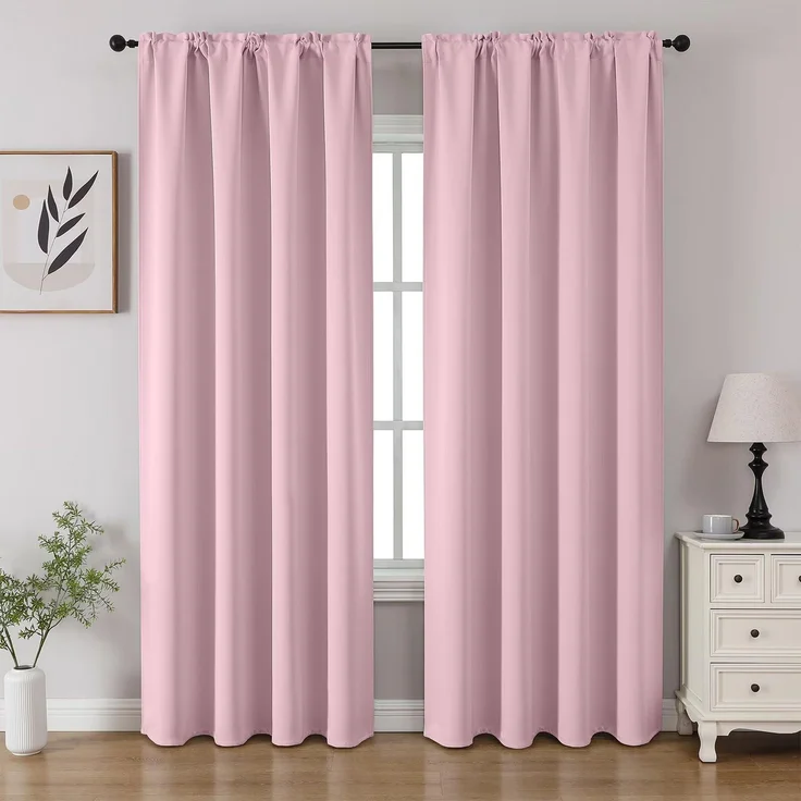 CUCRAF Hellrosa Verdunkelungsvorhänge, 213,4 cm Länge, 2 Paneele, Stangentasche, Raumverdunkelungsvorhänge für Schlafzimmer, Wohnzimmer, isoliert, Thermisch, lichtblockierend, Fenstervorhang (B 132 x