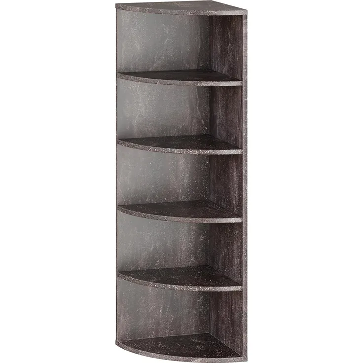 RICOO Eckregal stehend hängend 110 x 33 x 33 Bücherregal Wand WM059-BG Holz Corner Shelf 5 Ablagefächer Wandregal Eck Regal Schweberegal Eckwandregal klein Eckbücherregal Beton-Optik