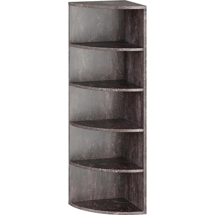 RICOO Eckregal stehend hängend 110 x 33 x 33 Bücherregal Wand WM059-BG Holz Corner Shelf 5 Ablagefächer Wandregal Eck Regal Schweberegal Eckwandregal klein Eckbücherregal Beton-Optik