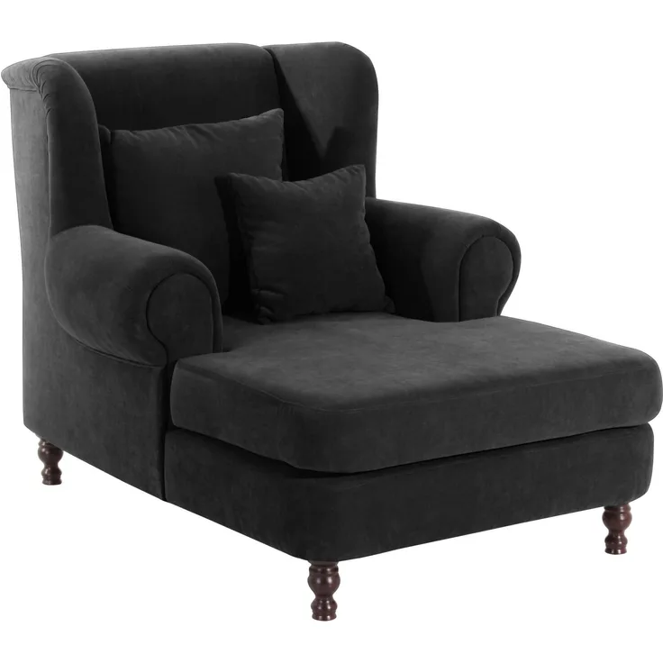 XXL Sessel Karley Bezug Veloursstoff Buche nussbaum dunkel / schwarz 22150