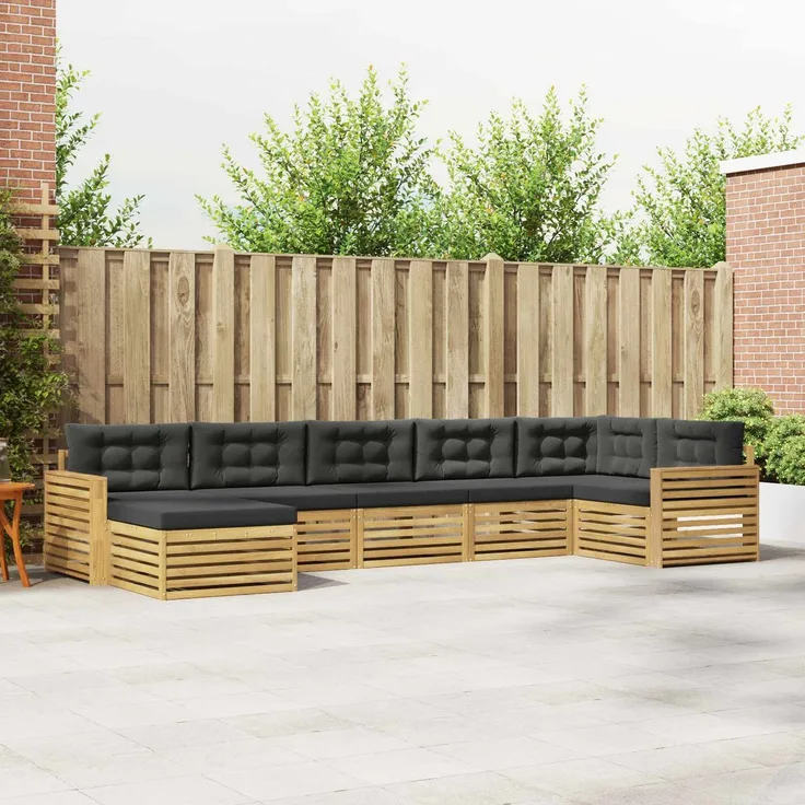 vidaXL Outdoor-Sofagarnitur 7 stk. 7-Sitzer Weiß und Anthrazit 3390852