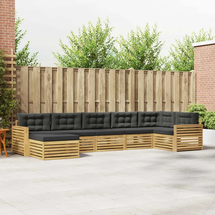 vidaXL Outdoor-Sofagarnitur 7 stk. 7-Sitzer Weiß und Anthrazit 3390852 – Bild 1