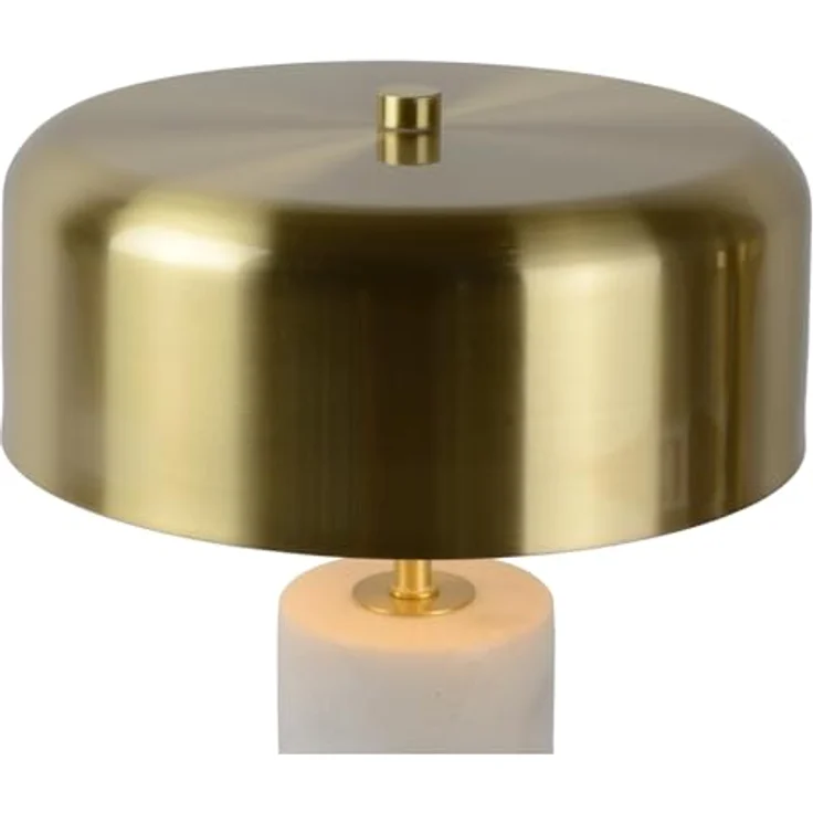 Lucide Mirasol 34540/03/31, Nachttischlampe mit Messing-Lampenschirm und Marmorsockel, dimmbar, Höhe 36 cm – Bild 6