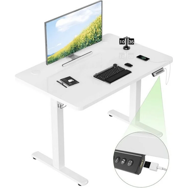 Furnicopia Schreibtisch Höhenverstellbarer mit USB-Ladefunktion und Wecker-Erinnerung (2 Höheneinstellungen 5 Farben und 6 Größen fur eine Vielzahl von Arbeits- und Lernumgebungen) – Bild 4