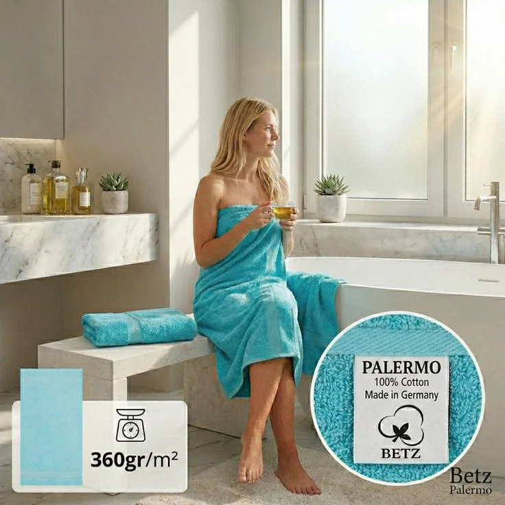 Betz Badetuch 2 Stück Badetücher PALERMO Größe 100 x 200 cm, 100% Baumwolle (Set), Badetuch – Bild 4