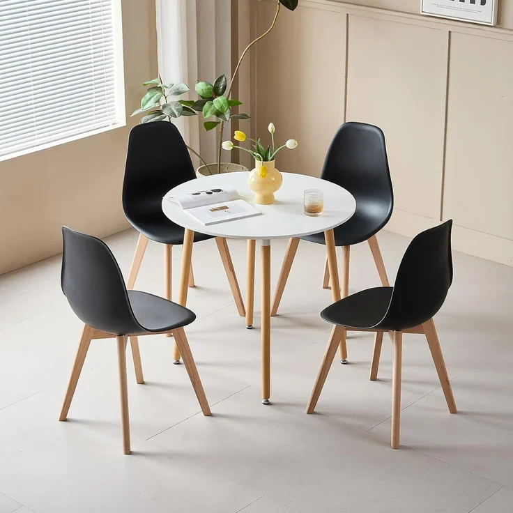 Esszimmerstühle 4er Set Beine Buchenholz Schwarz Schwarz 4 Stühle – Bild 9