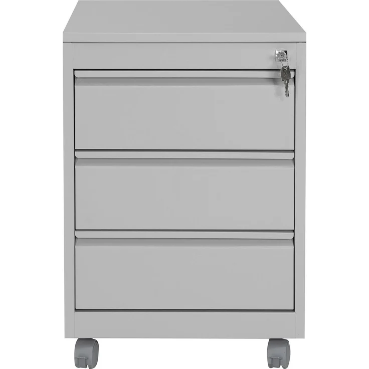 Rollcontainer, 3 Schübe, Farbe grau RAL 7035 pulverbeschichtet – Bild 3