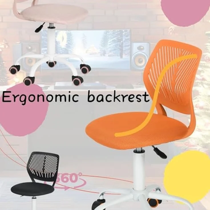 FurnitureR Esszimmer-Drehstühle, 1PC Küchenstuhl, gepolsterter Stuhl, Drehstuhl, bequemer Stuhl mit Rädern, Rückenlehne, armloser Stuhl für Esszimmer, Wohnzimmer, Blau – Bild 6