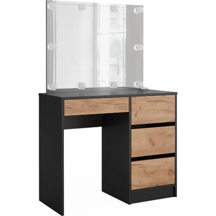 Vicco Schminktisch Sherry, Anthrazit/Goldkraft Eiche, 90 x 75 cm mit Spiegel & LED-Beleuchtung – Bild 4
