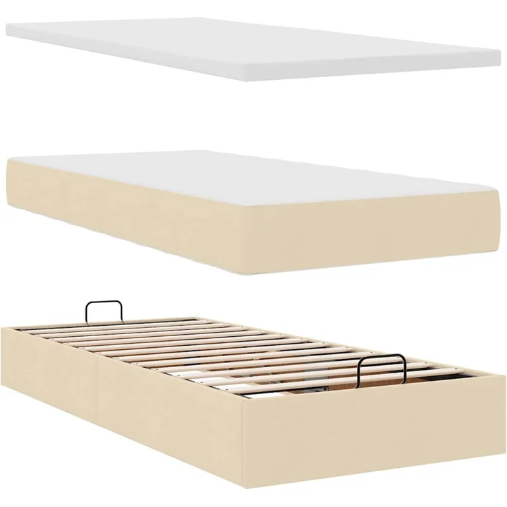 vidaXL Ottoman-Bett mit Matratze Creme 100x200 cm Stoff 3311606 – Bild 6