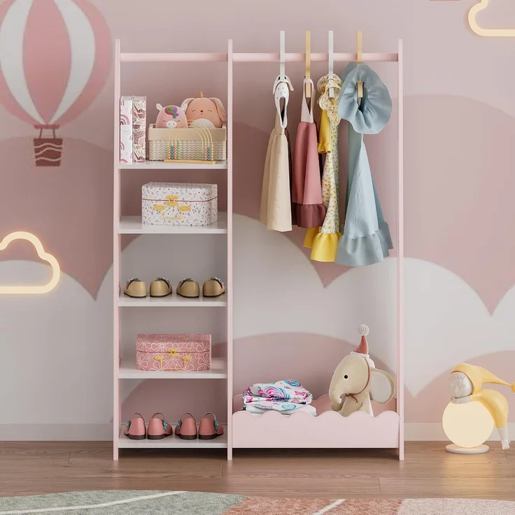 Kindergarderobe Vestnes 114x77x30 cm Cotton Candy/Weiß [en. casa] – Bild 2