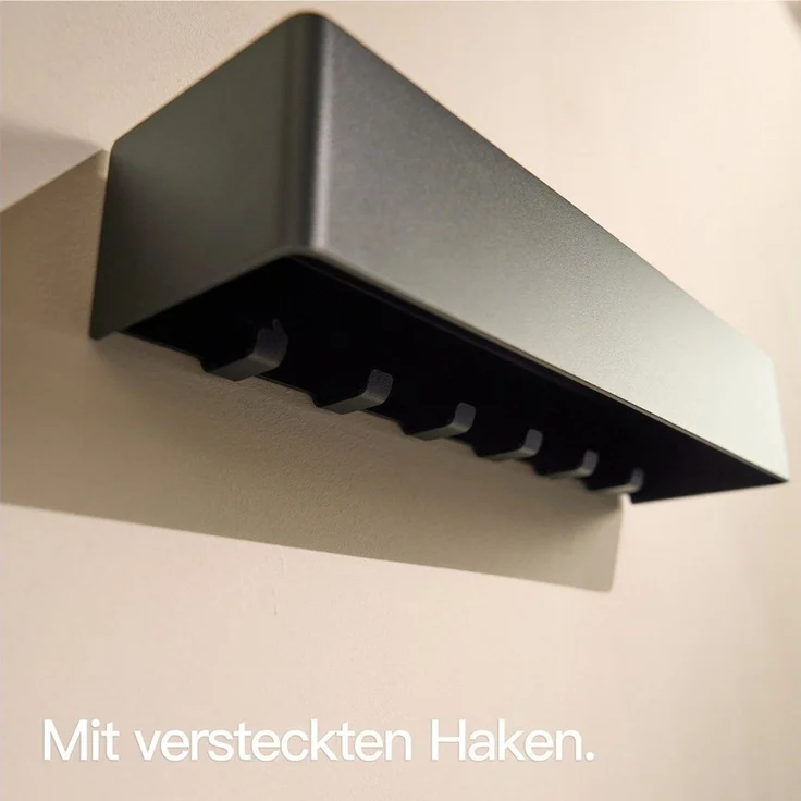 Designfabrik Hamburg Schlüsselbrett Schlüsselbrett aus Aluminium mit Ablage, minimalistisches Design, Pulverbeschichtet, einfache Montage – Bild 4