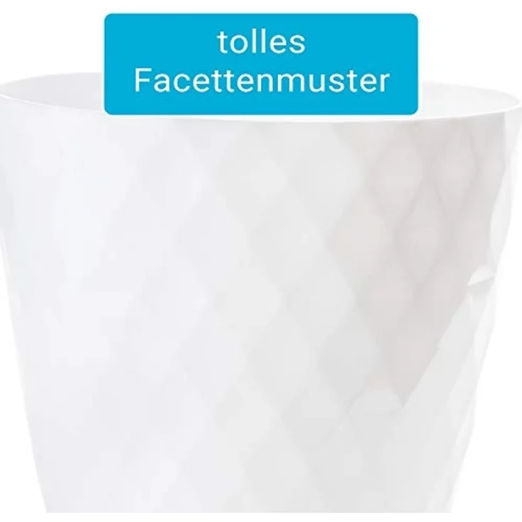 Centi Pflanzkübel Moderner Blumentopf weiß glänzend Facettenoptik (3er-Set) – Bild 3