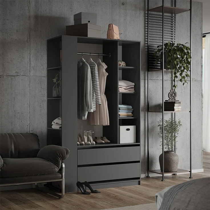 Kleiderschrank Elmo Anthrazit 50 x 200 cm 2er Set Vicco – Bild 3