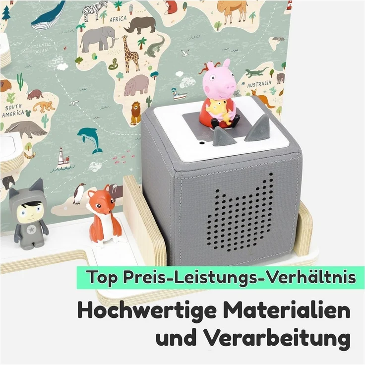stadtecken Kinderregal Atlas mit schmalen Boden - geeignet für die Toniebox und Tonies, Bunte, verspielte Aufbewahrung für 35 Figuren, ideal fürs Kinderzimmer – Bild 3