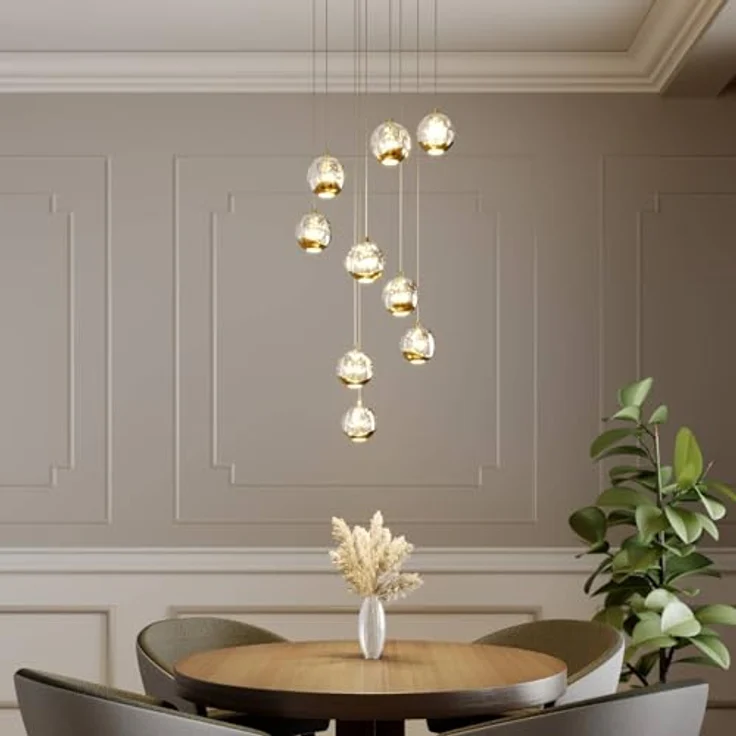 Lucande LED-Hängelampe Hayley, Ø 40 cm, 9-flg., gold, mit Glaskugeln und warmweißem Licht – Bild 3