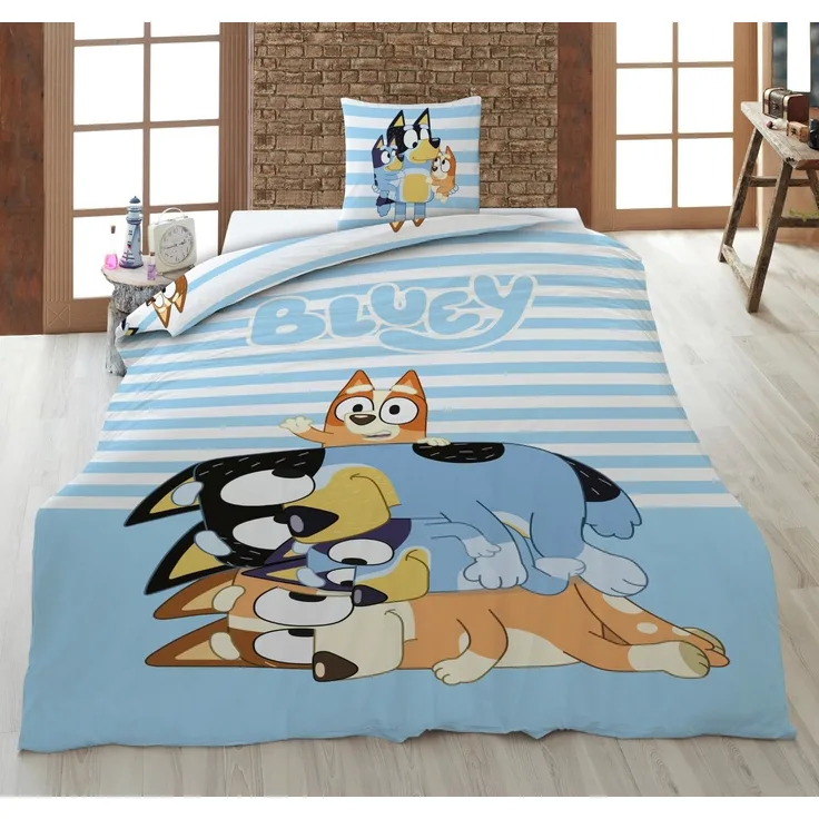 Bluey Bettbezug 135x200 cm + Kissen 80x80 cm 100 % Baumwolle