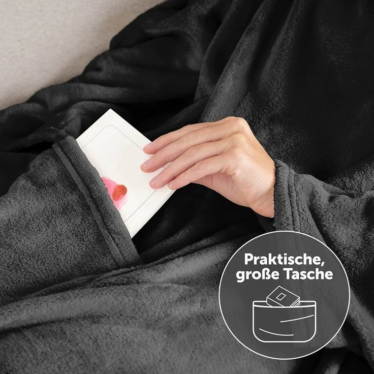 Wohndecke Kuscheldecke mit Ärmeln und Fußtasche, Blumtal – Bild 2