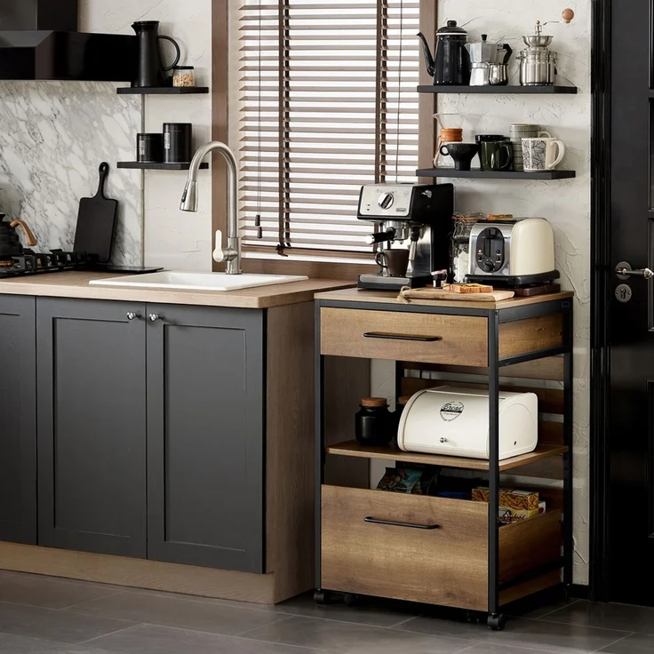 SoBuy FKW118-PF Küchenwagen, Spanplatte, Melamin, Braun, 60 x 90 x 45 cm – Bild 2