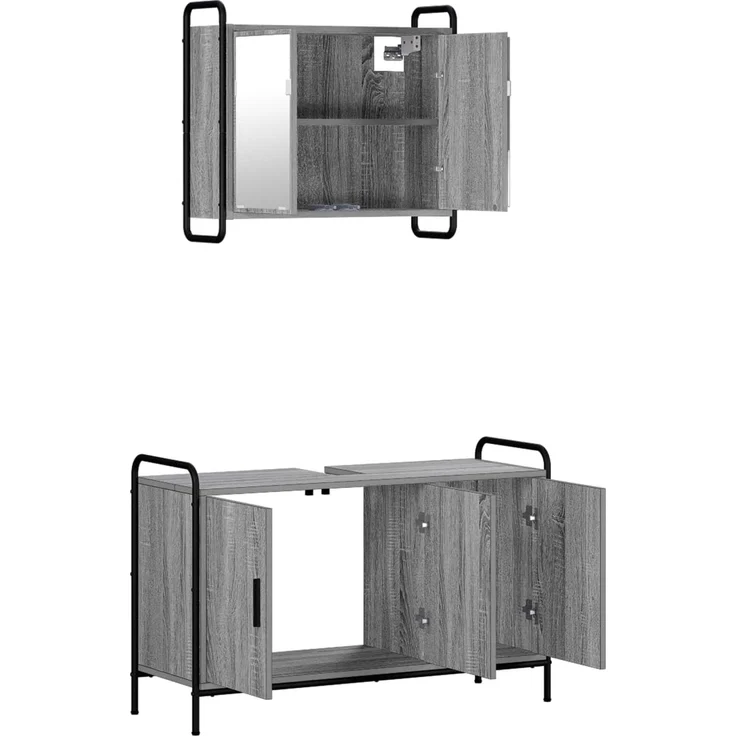 vidaXL Badezimmerschrank-Set 2 stk. Sonoma-Grau 65,5 x 34 x 61 cm 3444480 – Bild 5